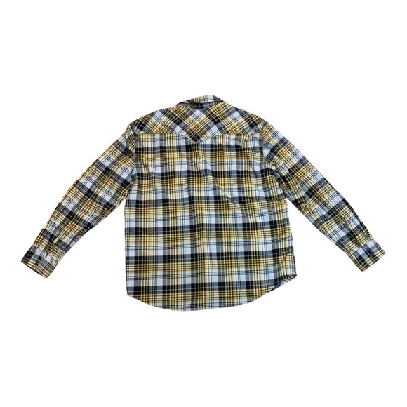 Levi's Snap Button Yellow & Black Plaid Flannel Shirt - XL - Picture 4 of 11
